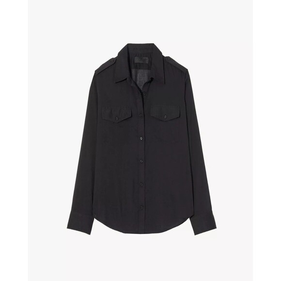 Nili Lotan Jora Tunic Shirt Top Cotton Long Sleeve Buttondown Black L NEW 283766 - Picture 5 of 9